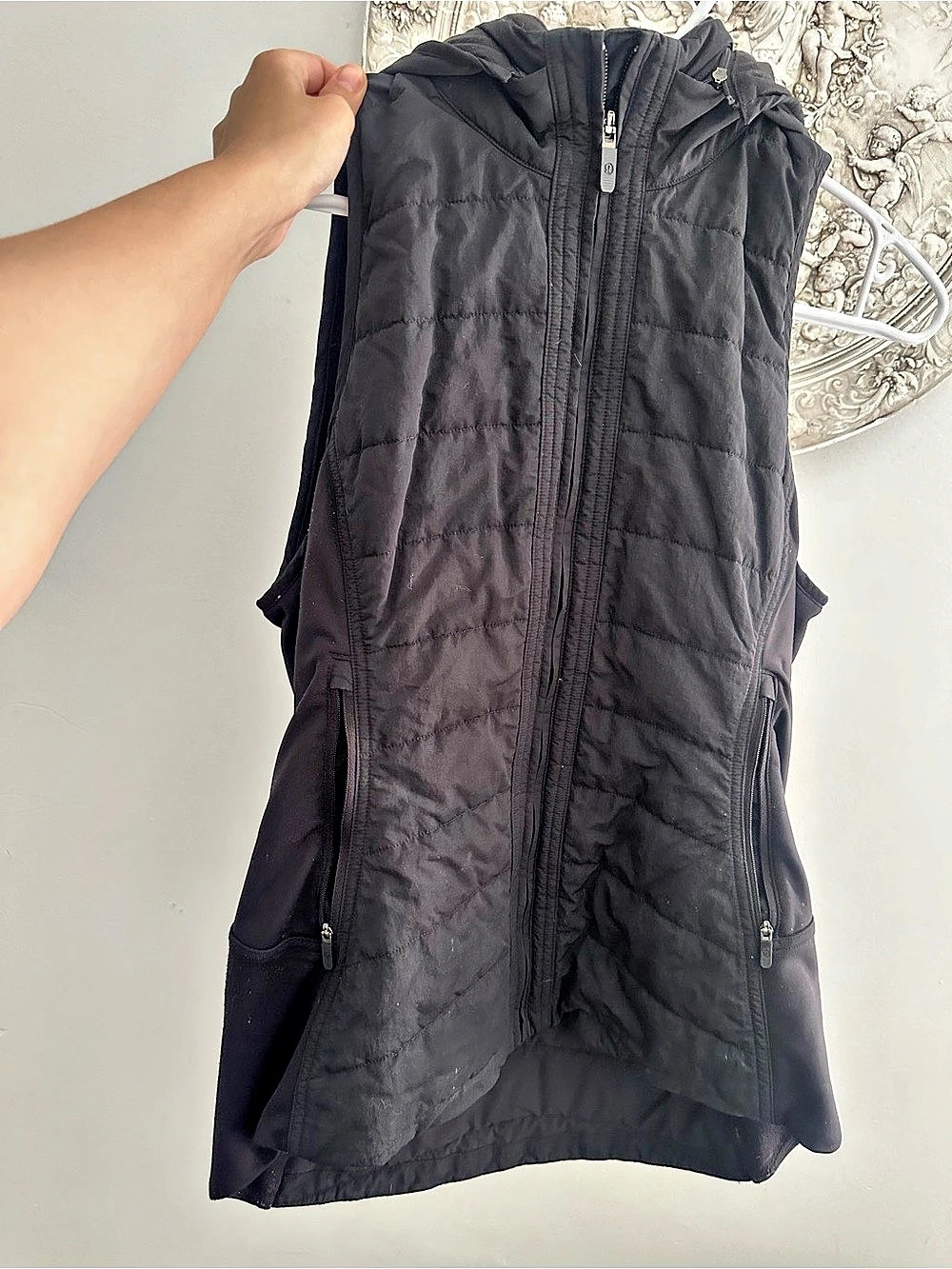 lululemon Down for It All Vest Black Hooded Quilted Vest